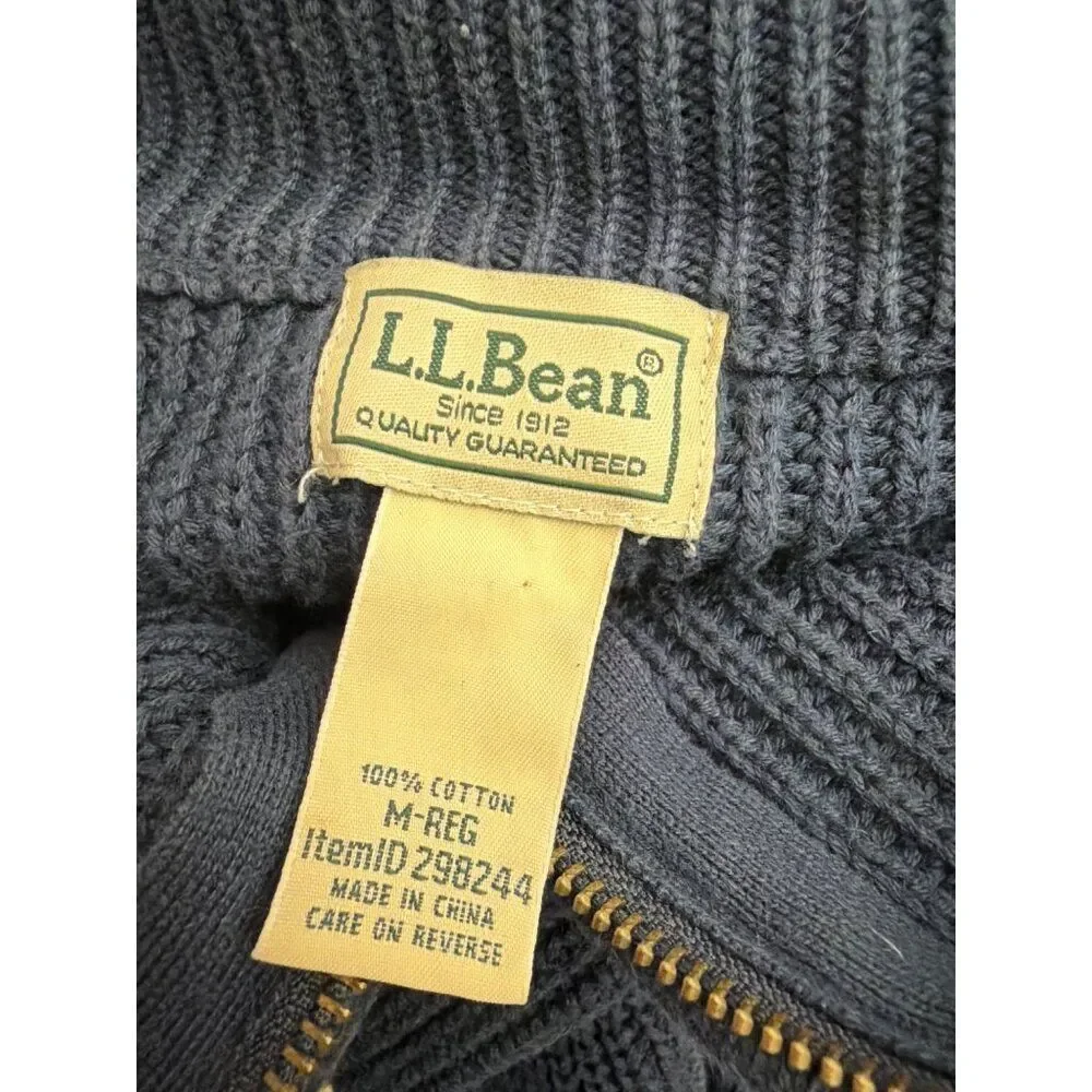 L.L. Bean Men’s Zip Front Heavy Knit Sweater Cardigan Size M